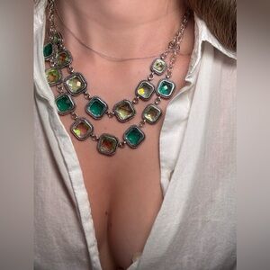 Y2K Green And Silver Necklace